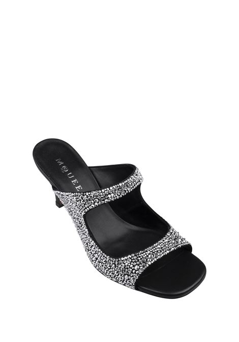 Sandali Alti Neri Con Tomaia Gioiello Argento ALEXANDER MCQUEEN | 822921-WIADJ1064